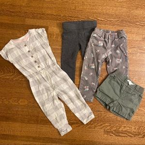 toddler girl bundle: 2 pants + romper + shorts